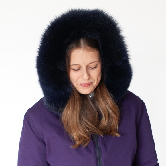 Homemade purple and red bomber coat with real fur hood | S/M | winter | holiday - Picture 6 of 12